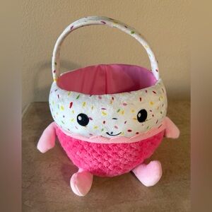 Dan Dee Plush Pink Cupcake With Sprinkles Easter Basket